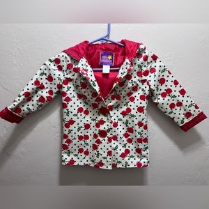 Girls size 4 Cherry rain coat GUC